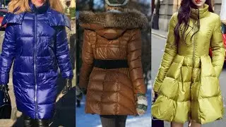 beautiful stylish latex leather puffer coats and jackets and women and girls