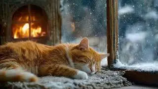 Cozy Winter Jazz with Sleeping Cats ❄️🐱 | Snowy Morning Cabin Ambience