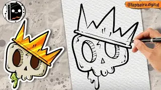 How to Draw a Skull with a Crown Step by Step