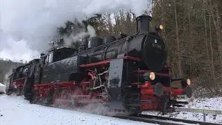 EFZ Dreikönigsdampf 2026, mit 58 311 und 97 501 von Eyach durch das Eyachtal nach Hechingen