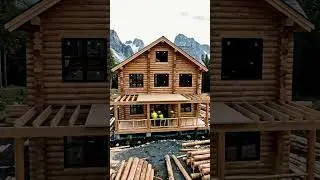 From Wild Forest to Log Cabin #timelapse #architecture #building #relaxing