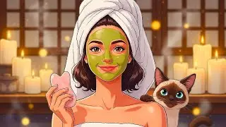 Cozy Relaxing Skincare Routine 🧴| Winter Night |  Lily & Mochi | Ghibli-Inspired Animation ASMR
