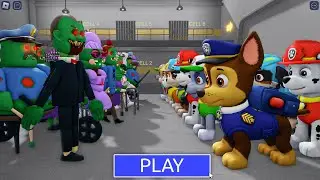 999 BARRY ZOMBIES vs PAW PATROL in BARRY&rsquo;S PRISON RUN! New Scary Obby!