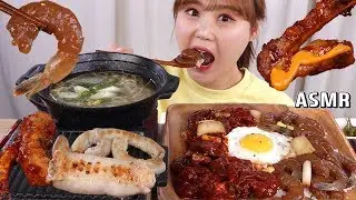 ASMR Mukbang｜간장새우장, 양념새우장 덮밥과 매운 쪽갈비, 대창, 곱창구이까지