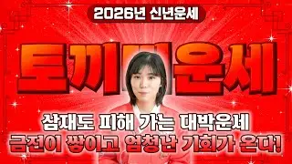 [2026년 병오년 토끼띠운세] 토끼띠 생일이 X월이라면 2026년에 100% 대박납니다! 금전,귀인,문서운 모두 펑펑 터진다!! 63년생 75년생 87년생 99년생 토끼띠 운세