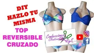 SUPER Vestido de Baño Bikini Reversible Cruzado, traje de baño reversible cruzado
