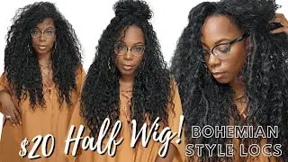 A Look! Added LOCS to HALF WIG Outre Kissed By Mist Converti Cap Wig Beginner Install Bohemian Style