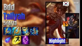 Bdd Mid Taliyah vs Twisted Fate lol KR solo rank Highlight 14.17