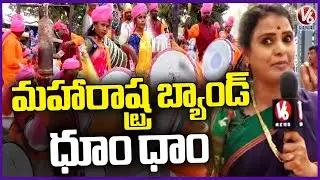 Maharashtra Band Performance In Srisailam Temple | Teenmaar Chandravva | Maha Shivratri 2025 | V6