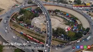 Karachi Cityscape Jinnah Flyover Aerial Drone View Pakistan
