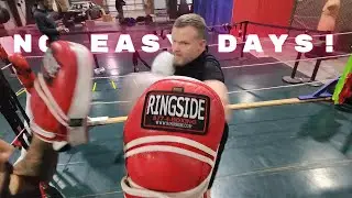 Josh works the focus mitts