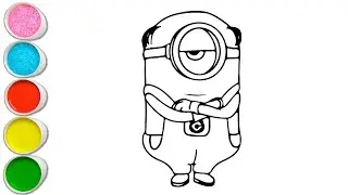 Cute Minion Drawing for kids, Painting & Coloring for kids, Toddlers | Let's Draw Together