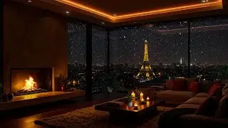 Peaceful Winter Night ❄️ Soft Piano & Fireplace Sounds 🌙 Cozy Ambience For Deep Focus & Relaxation