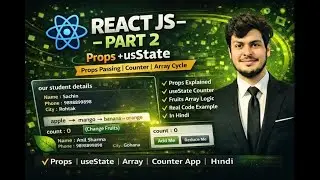 React JS Part 2 | Props + useState Hook | Counter & Array Example | Hindi