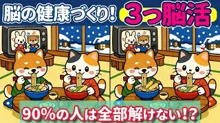 【3つの脳活】間違い探し×どんぐり隠し×にせものピース｜見るだけ脳トレで認知症予防！　#脳トレ #高齢者 #クイズ #シニア