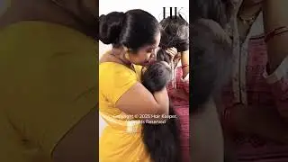 Massive Hair Bun Beauty Sniffs Her Friend&rsquo;s Calf Length Thick Hair | Long Hair Play #shorts #viral