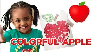Torn paper apple craft good for toddlers to increase motor skills 