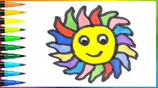 How to Draw a Colorful Smiling Sun, Drawing and Coloring for Kids | Gary Art