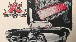 1957 Kindig Corvette &ldquo;Family Affair&rdquo; - Engine - Realistic Car Drawing