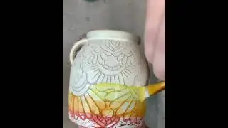 Paint, wax, carve, paint, wipe, repeat 🌈 simplysands_ceramics || #instapottery #ceramics #pottery