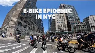 Huge  MOB of E-bikes in NYC Happy 73 Day