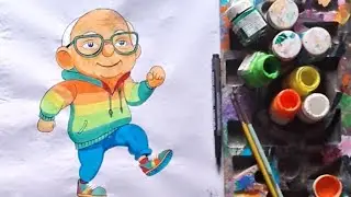 Funny old man acrylic painting esay ll how to draw funny old man painting easy step by step 