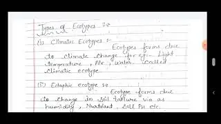 Types of Ecotype