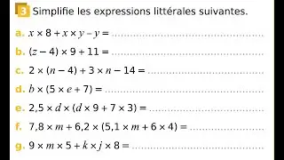 5&egrave;me Calcul Litt&eacute;ral 2, Simplifier l&rsquo;&eacute;criture , Exercice 3 : convention et commutativit&eacute; 2
