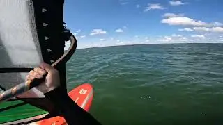 Hitting the wind line with 107 Future Fly Dark Horse Slalom board.