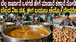 ಬೆಲ್ಲ ಕಾರ್ಖಾನೆ ಒಳಗಡೆ ಹೇಗೆ ಮಾಡ್ತಾರೆ ಕಣ್ಣಾರೆ ನೋಡಿ ಬೆಲ್ಲದ ನಿಜ ಸತ್ಯ ಬಯಲು ಅಯ್ಯೋ ದೇವರೇ | Jaggery Factory
