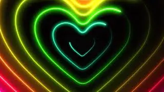 Neon Lights Love Heart Tunnel and Romantic Abstract Glow Particles 4K VJ Loop Background