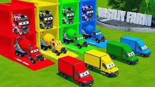Garage with Colors - ALL MIXER TRUCK WITH DOUBLE FLATBED TRAILER TRUCK, MERCEDES, TATRA, DAF, XCMG