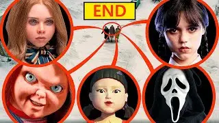 If you see CHUCKY, WEDNESDAY, SCREAM, M3GAN and DOLL FROM SQUID GAME in Real Life, run !