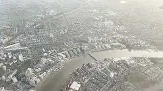 Sunset flight into London Heathrow