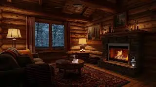 Cozy Winter Cabin Living Room ❄️🔥 | Fireplace Ambience & Smooth Jazz Music for Deep Relaxation