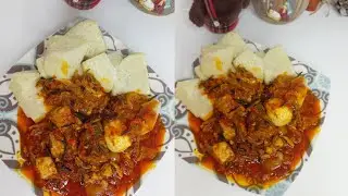 Simply  palm oil sauce// How to make  fish  sauce with  yam 