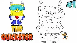 How to Draw SpongeBob as the Quickster ⚡