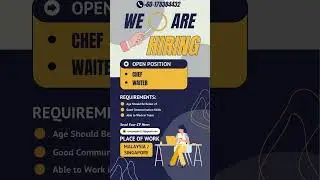 Urgently Hiring for Restaurants In Singapore / Malaysia | Contact: +60-178384432 | Work Permit Visa