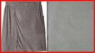 DII Men's Terry Shower Wrap Collection Adjustable with Velcro and Pocket, 54x20, Gray