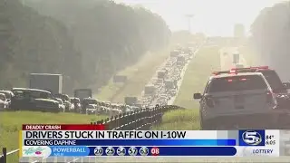 Accident involving log truck closes I-10 westbound for hours