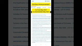 ca final exam may 2027| ca intermediate may 2027| icai bos Announcement| ca exam update| #shorts