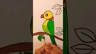Easy Parrot Drawing #parrot #birddrawing #kidslearning #childart #shorts #myart