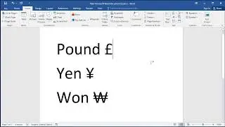 How to type pound, yen and won currency symbols in word