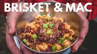 Smoked Brisket with Creamy Mac & Cheese - A camp favorite!