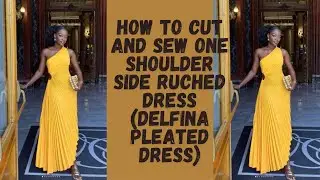 How to cut and sew one shoulder dress with a gathered side ruched cutout. (Delfina dress)