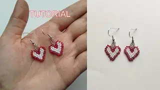 Heart Beaded Earrings Tutorial, Seed Bead Dangle Earrings Making