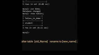 SQL- How to rename table |#shorts #sql #mysql