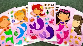 [🌸paper diy🌸] Disney Princess Make a Face Stickers with Ariel and Cinderella | Fun ASMR Activity