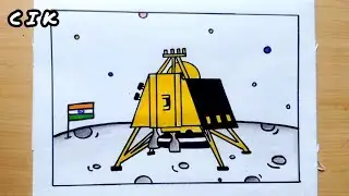 Vikram Lander Drawing | ISRO Chandrayaan 3 Moon Mission Drawing Easy | India on the moon poster