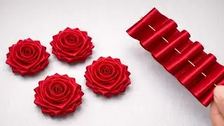Ribbon Flowers / How to make ribbon flowers / Easy making with needle / Amazing Ribbon Tricks